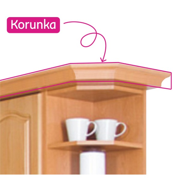 Coroană/plintă decorativă pentru dulapul W60/60 LC, anin, Lora New MDF LC Klasik