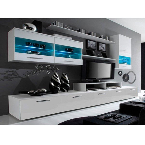 Mobilier living, alb lucios, GALEO