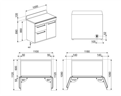 Aragaz cu inducție SMEG, crem - TR103IP