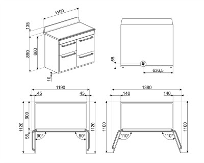 Aragaz cu inducție, SMEG, crem - TR4110IP