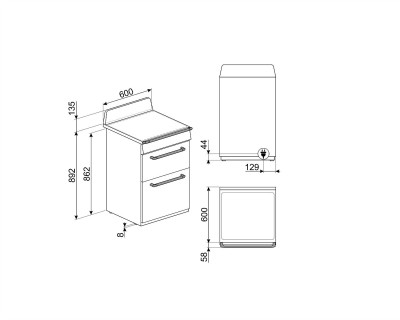 Aragaz cu inducție SMEG, crem - TR62IP