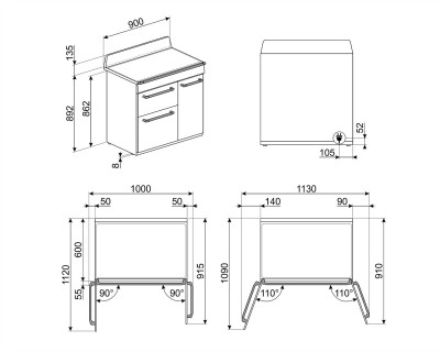 Aragaz cu plita cu inductie SMEG - TR93IGR