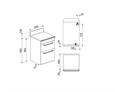 Aragaz SMEG, crem - TR62P