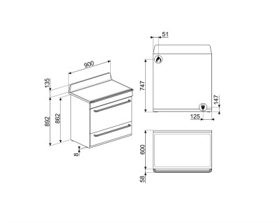 Aragaz SMEG, crem - TR90P9