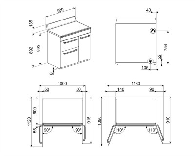 Aragaz SMEG, crem - TR93P