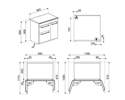 Aragaz SMEG, negru - BM93BL