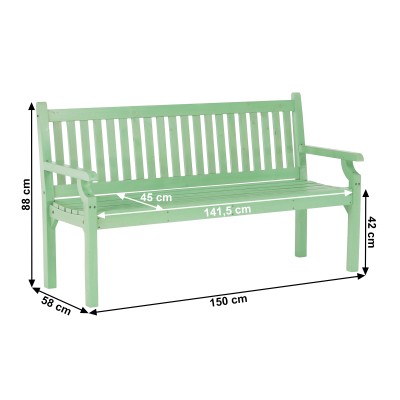 Bancă de grădină din lemn, neo mentă, 150 cm, KOLNA