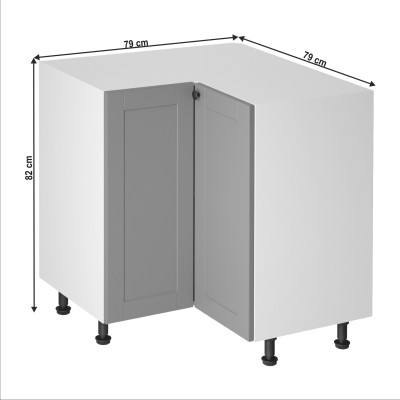 Cabinet inferior de colţ, gri mat/ alb, set LAYLA 