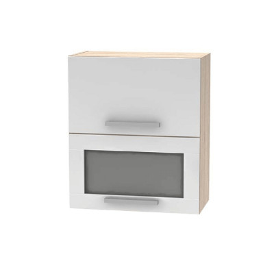 Cabinet superior batant cu sticlă 2DV, stejar sonoma/ alb, bucătăria NOVA PLUS 2