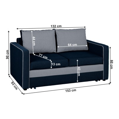 Canapea extensibilă, albastru, DIDI