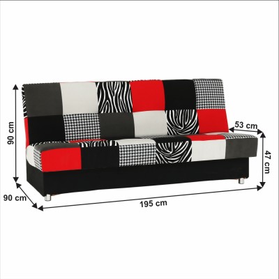 Canapea extensibilă, roşu/ gri/ negru, ALABAMA