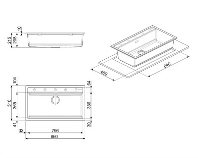 Chiuveta SMEG, gri - VSGX860CT