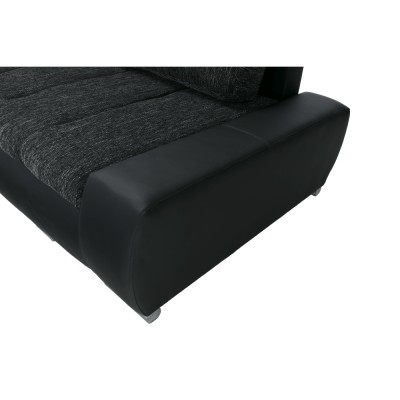 Colţar extensibil din piele ecologică și material textil, negru, ADRIANA