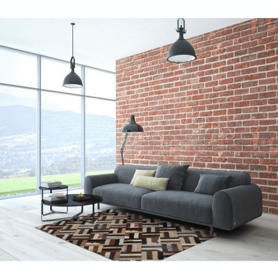 Covor de lux din piele, maro/ negru/ bej, 170x240 cm, LUXURY 23