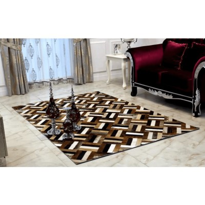 Covor de lux din piele, maro/ negru/ bej, 170x240 cm, LUXURY 23