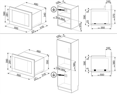 Cuptor cu microunde incorporabil SMEG, gri - FMI120S2