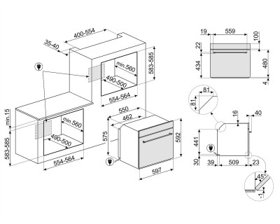 Cuptor incorporabil SMEG, antracit - SF800AO