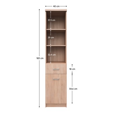 Dulap cu rafturi deschise 1D1S, stejar sonoma, TOPTY TIP 33