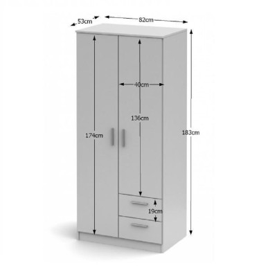 Dulap cu spațiu pentru umerașe, alb, NORA