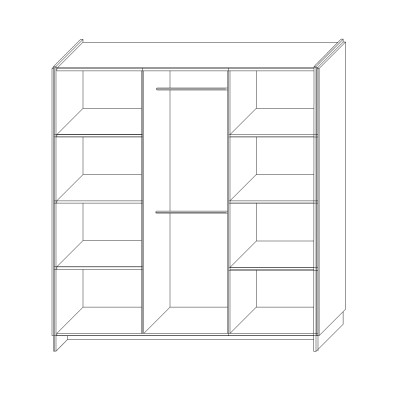 Dulap, cu trei uşi, stejar wotan/negru, AMONI 3D