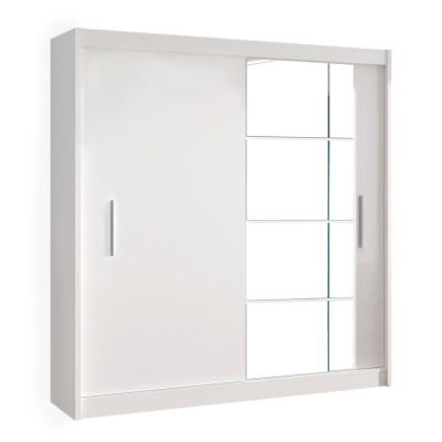 Dulap cu uşi glisante, alb, 180x215 cm, LUIS