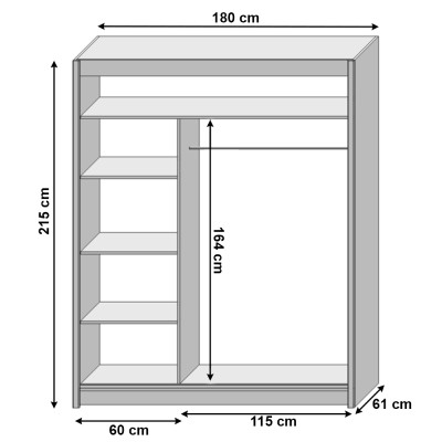 Dulap cu uşi glisante, stejar sonoma, 180x215 cm, LUIS