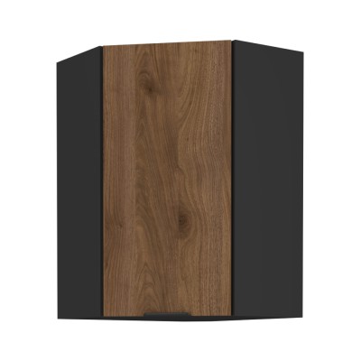 Dulap de colţ superior, nuc okapi/negru, MENZO 60x60 GN-90 1F