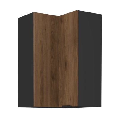 Dulap de colţ superior, nuc okapi/negru, MENZO 60x60 GN-90 2F