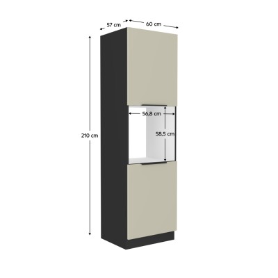 Dulap înalt pentru cuptor încorporabil, caşmir/negru, ARAKA 60 DP-210 2F