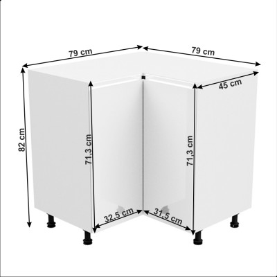 Dulap inferior colţ, alb lucios, bucătăria AURORA