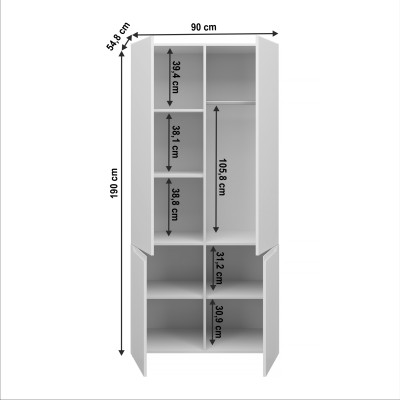 Dulap pentru umeraşe, alb lucios, JOLK