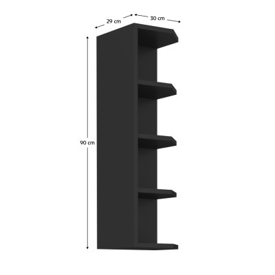 Dulap superior de colţ, negru, ARAKA/MENZO/SIBER 30 G-90 ZAK