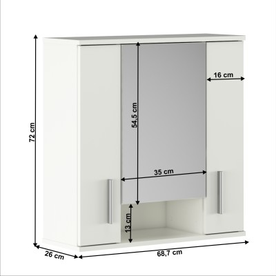 Dulap suspendat cu oglindă, alb mat, LESSY NEW 01