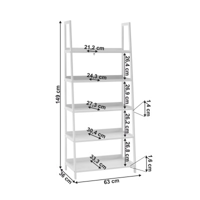 Etajeră cu 5 rafturi, alb, REON TYP 3