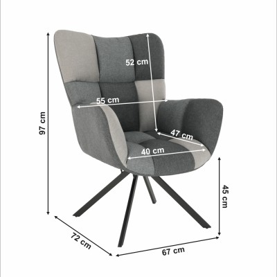 Fotoliu rotativ, gri/ negru, KOMODO