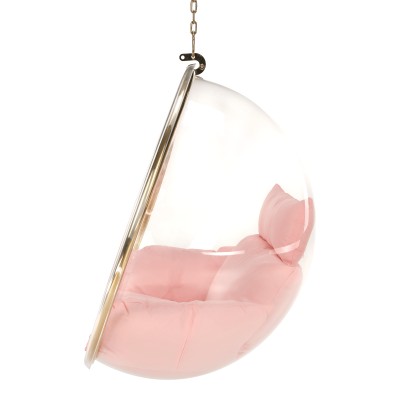 Fotoliu suspendat, transparent/ auriu/ roz, BUBBLE