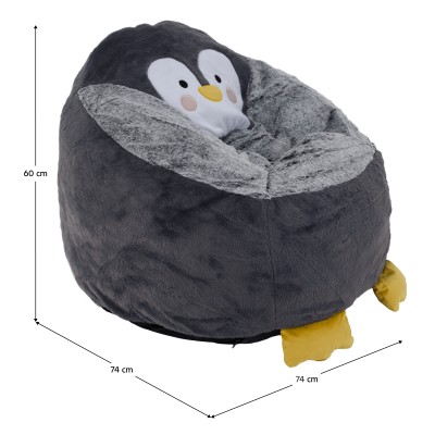 Fotoliu tip sac pinguin, gri, PINGO