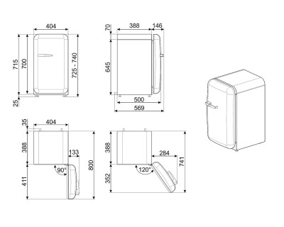 Frigider albastru pastel, SMEG - FAB5RPB5