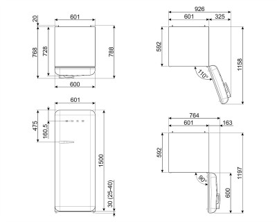 Frigider SMEG, negru - FAB28RBL5