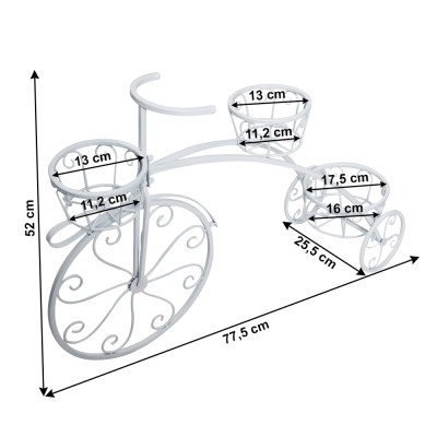 Ghiveci RETRO în formă de bicicletă, alb, PAVAR