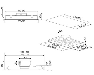 Hota pentru tavan SMEG - KLT90LXS