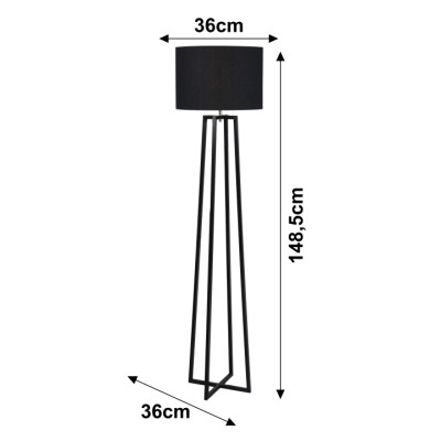 Lampă de podea, negru, ţesătură/ metal, QUEEN