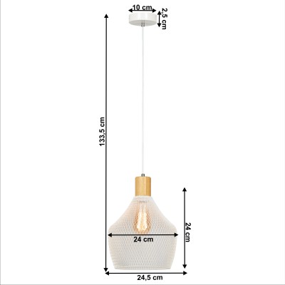 Lampă suspendată, alb/ natural, KOLEN