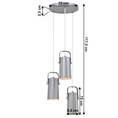 Lampă suspendată modernă, gri, DEVAN