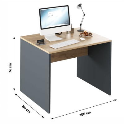 Masă de birou, grafit/ stejar artizan, RIOMA