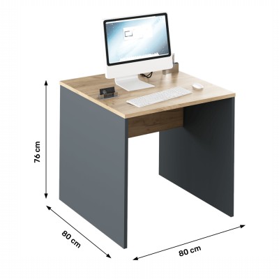 Masă de birou, grafit/ stejar artizan, RIOMA