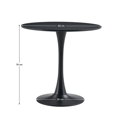 Masă de sufragerie, rotundă, negru, diametru 80 cm, REVENTON NEW