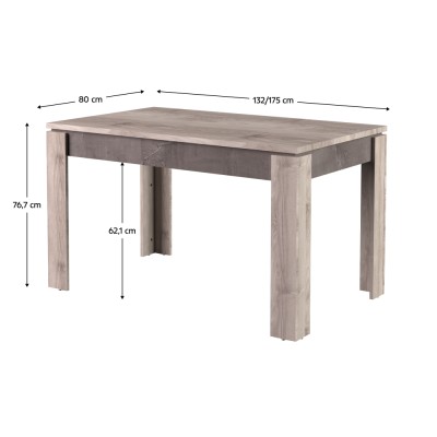 Masă dining extensibilă, castan Nairobi / onix, 130-175x80 cm, JESI