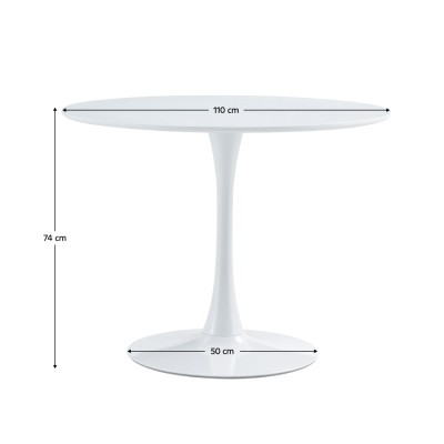 Masă dining, rundă, alb mat, diametru 110 cm, REVENTON NEW