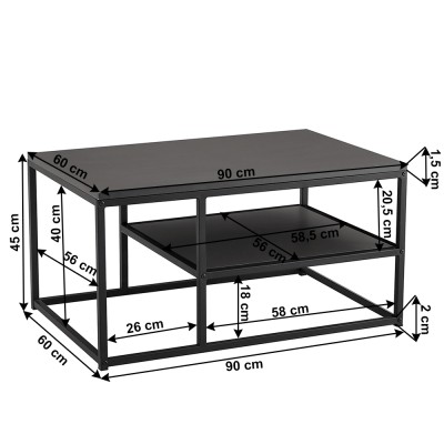 Măsuţă de cafea, grafit/ negru, BARMIO